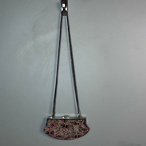 La Regale evening bag beaded peacock feathers colorful sparkle party prom VTG￼￼ - Picture 6 of 8